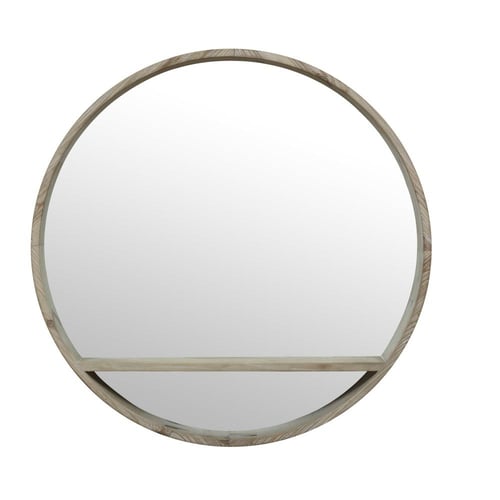 مرايا جدارية بأطار دائري من الخشب الطبيعي