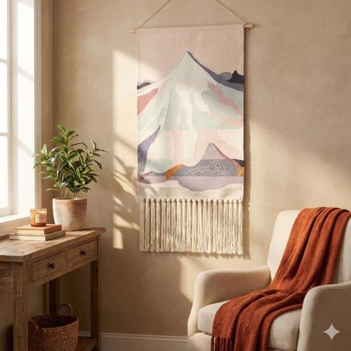 نسيج جداري "قمة الجبل وألوان الباستيل" – تعليقة بو...