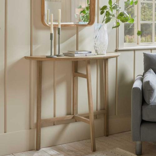 طاولة كونسول من خشب الاوك الطبيعي