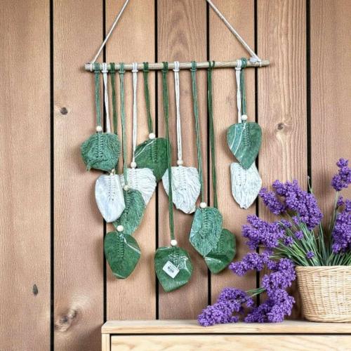 تعليقة مكرمية بأوراق شجر استوائية متعددة الألوان –...