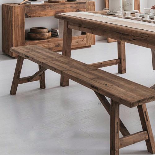 بانش او كرسي طويل من الخشب الطبيعي بسطح