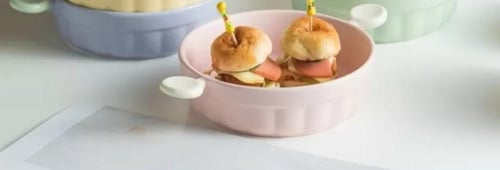 صينية فرن دائري بالوان الباستيل من السيراميك