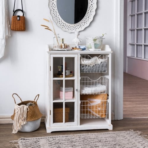 دولاب بعدة سلال وباب زجاج