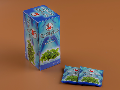 25 كيس شاي اسود مغلف بالنعناع