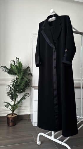 عبايه بليزر مع قطعة الصدر مزينه بقماش كان الاندوني...