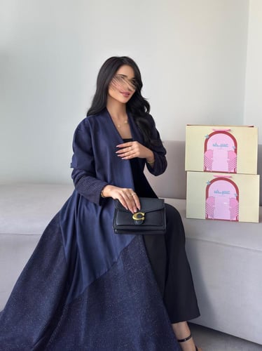 شمواه كحلي مع خامه كلاسيك كحلي رسميه ربع كلوش