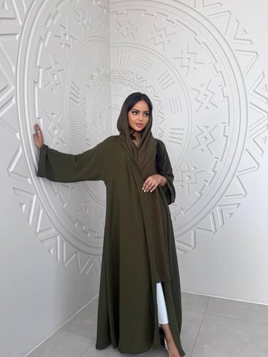 كريب مغسول كلوش لون عشبي