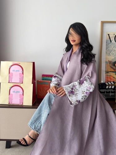 لنن هندي أكمام ركامه هندي بنفسجي