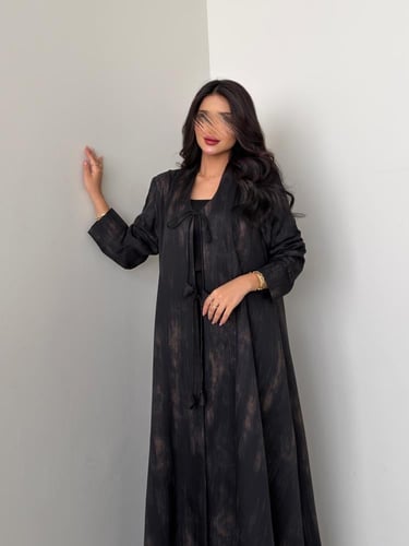 كريب لنن مطبوع اسود