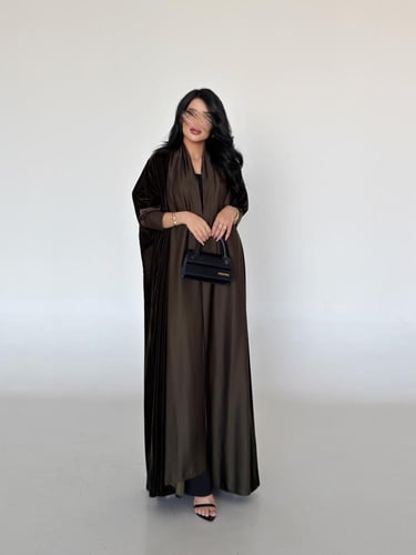 مخمل بني مع حرير بني نص بشت