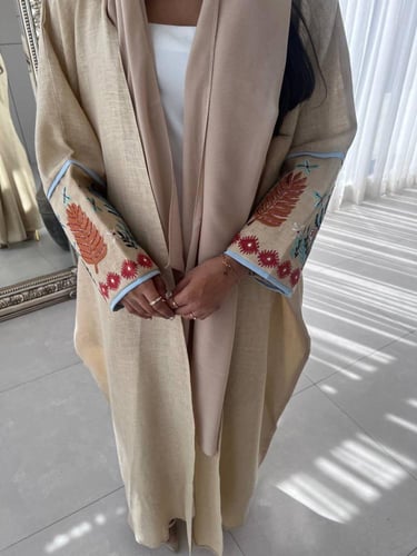 لنن هندي تطريز يدوي نص بشت