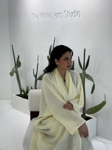 لنن هندي اصفر + أضافه بطانه المنتج غير شفاف