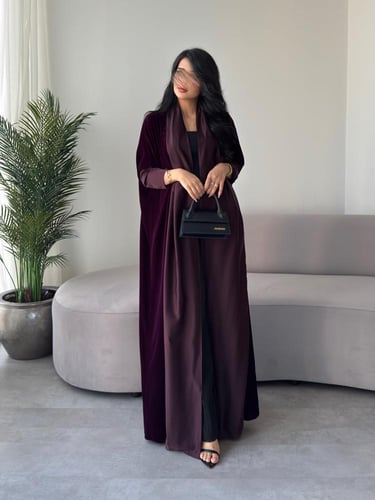 مخمل بنفسجي فاتح مع حرير بنفسجي نص بشت