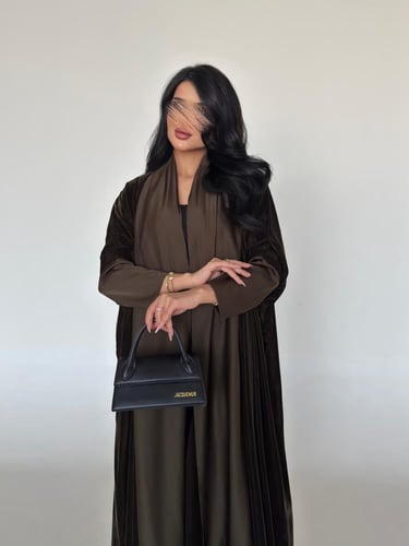 مخمل بني مع حرير بني نص بشت