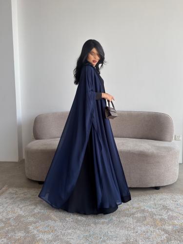 بلاك بيري اسود مع شيفون كحلي أكمام استرتش