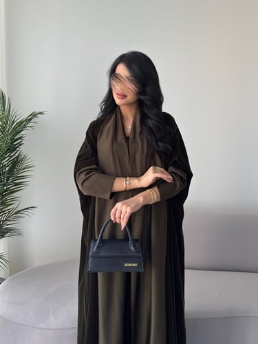 مخمل بني مع حرير بني نص بشت