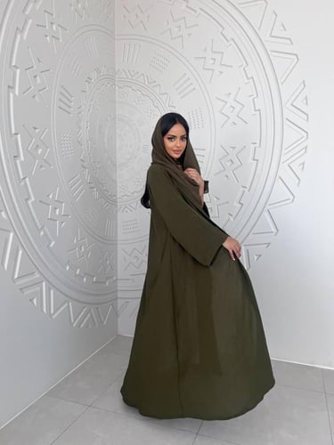 كريب مغسول كلوش لون عشبي