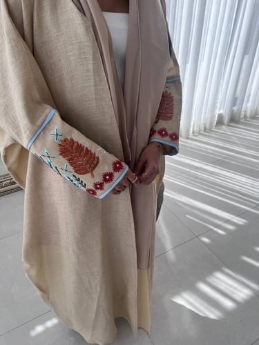 لنن هندي تطريز يدوي نص بشت