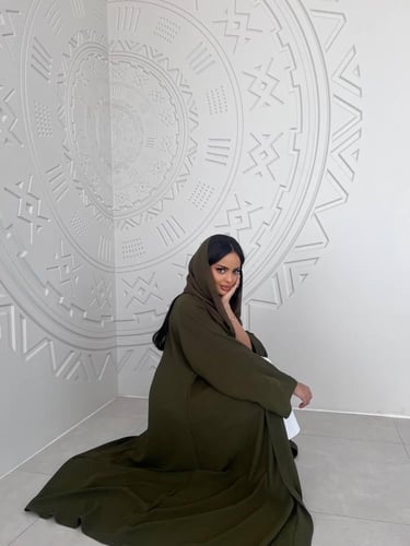 كريب مغسول كلوش لون عشبي