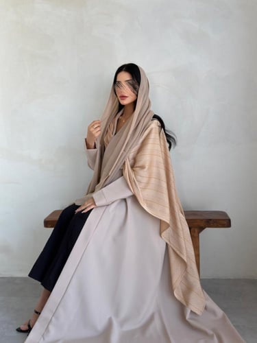 كريب لمار مع شال حرير تركي بيج