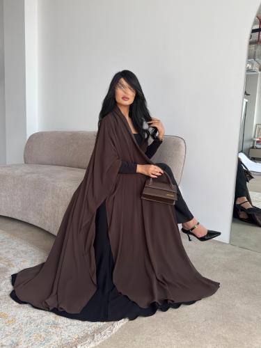 بلاك بيري اسود مع شيفون بني أكمام استرتش