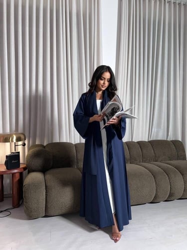 كلوش كحلي قماش كريب أوكراني