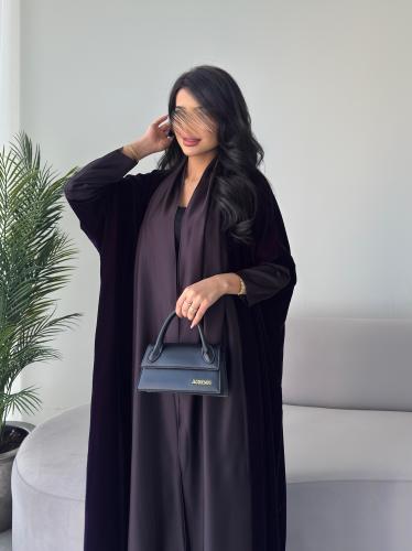 مخمل بنفسجي غامق مع حرير بنفسجي نص بشت