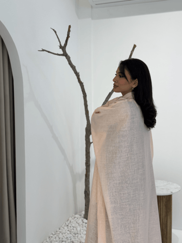 لنن هندي برتقالي أضافه بطانه المنتج غير شفاف