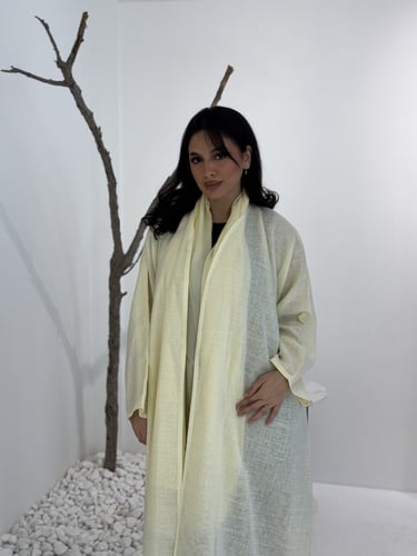 لنن هندي اصفر + أضافه بطانه المنتج غير شفاف