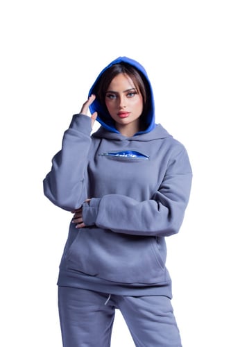 طقم be in the creative zone رمادي وازرق