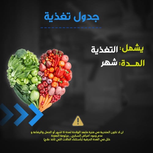 جدول تغذية فقط لمدة شهر