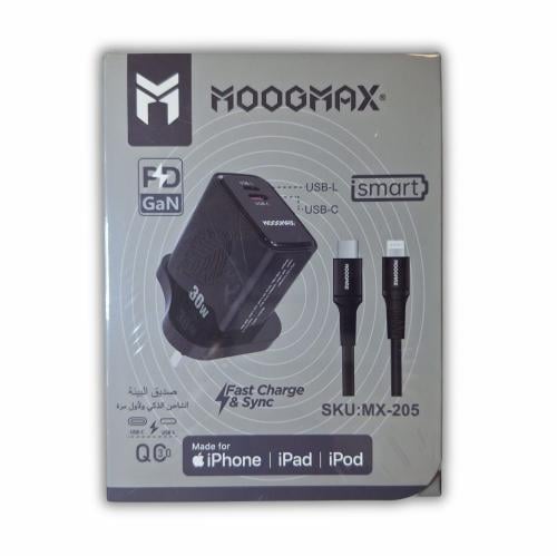 MOOGMAX - شاحن جداري مع كيبل ايفون تايب سي