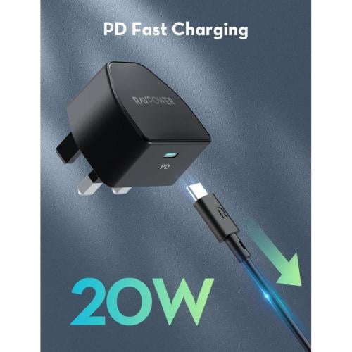 راف باور - فيش جداري بقوة 20 واط بمنفذ تايب سي مع...