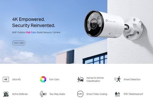 كاميرا شبكة VIGI خارجية بدقة 8 ميجابكسل بالألوان ا...