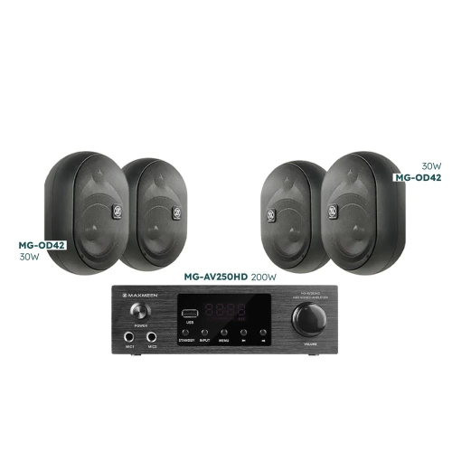 نظام صوتي متكامل, امباليفير 200 واط مع 4 سماعات جد...