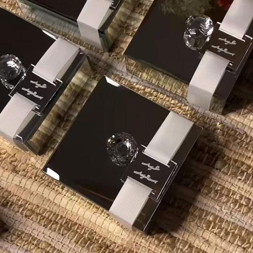 صندوق مجوهرات زجاجي فاخر (مرايا) مع مقبض كريستال و...