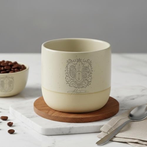 كوب سيراميك فاخر بحفر يدوي مخصص - قطعة فنية باسمك...