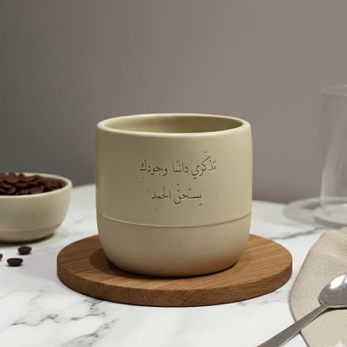 كوب سيراميك فاخر بحفر يدوي مخصص - قطعة فنية باسمك...