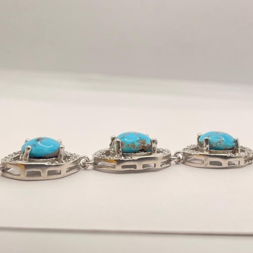 اسوارة سحبة من حجر الفيروز النيشابوري الطبيعي فضة٩...