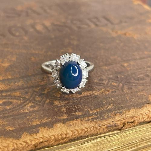 خاتم فضة من حجر الاوبال الاثيوبي الطبيعي