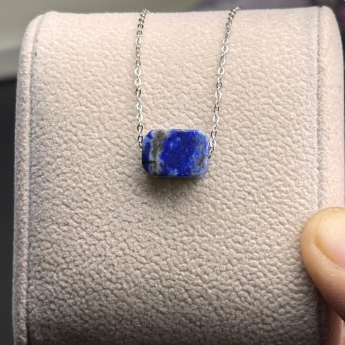 قلادة يومية من حجر اللازورد الطبيعي فضة ٩٢٥