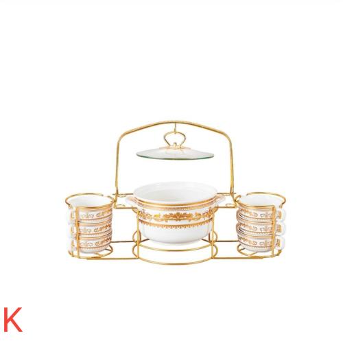 فورهوم بريليانت طقم شوربة مذهب16قطعة حامل ذهبي