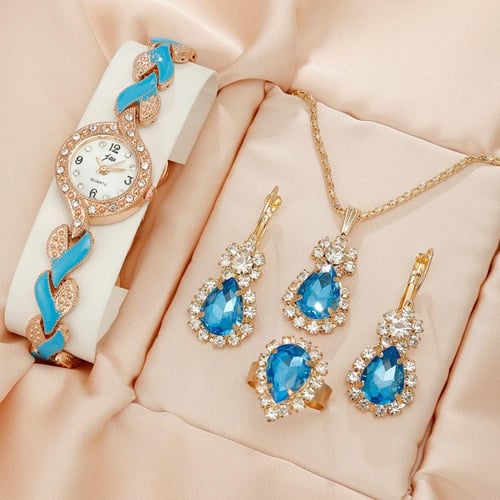 طقم ساعة ید حجر الراین للنساء