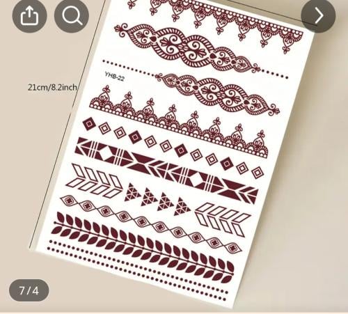 طبعات حناء ملصق ب لون الاحمر - شكل اخر