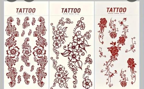 طبعات حناء ملصق ب لون الاحمر