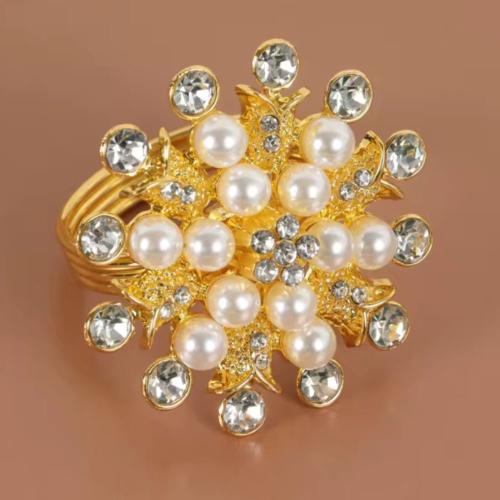 Crystal flower napkin rings set - 12 pieces