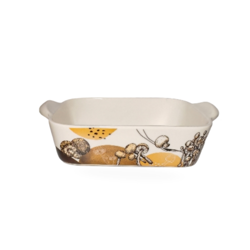 Rectangular serving bowl "Mushroom Art" – a warm artistic touch | Mystery-kitchen