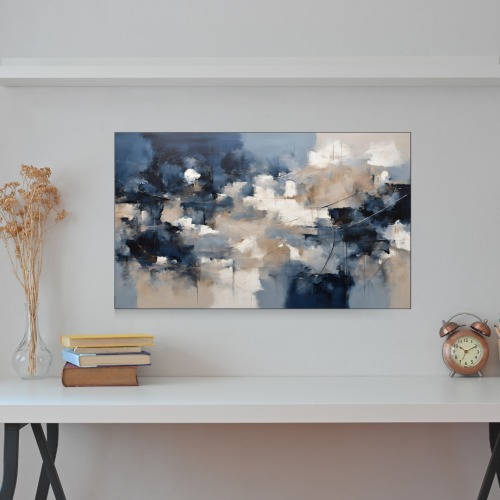 لوحة درجات الازرق طباعة تجريدية