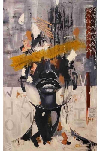 لوحة طباعة طولية تجريدية فنية