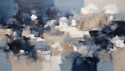 لوحة درجات الازرق طباعة تجريدية